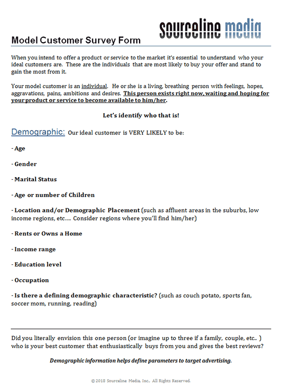 Crafting A Customer Avatar Using Model Customer Survey Form