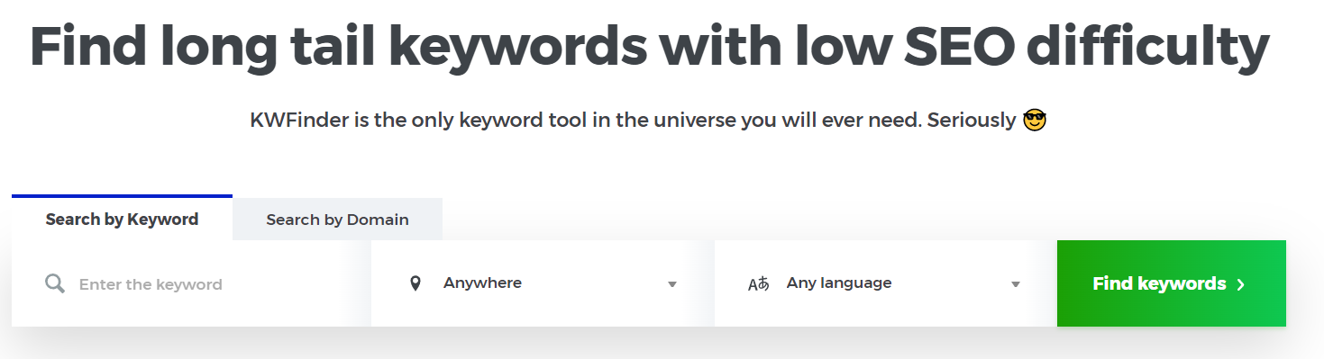 kwfinder long tail keyword search tool